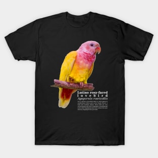 Lutino rosy-faced lovebird white text T-Shirt